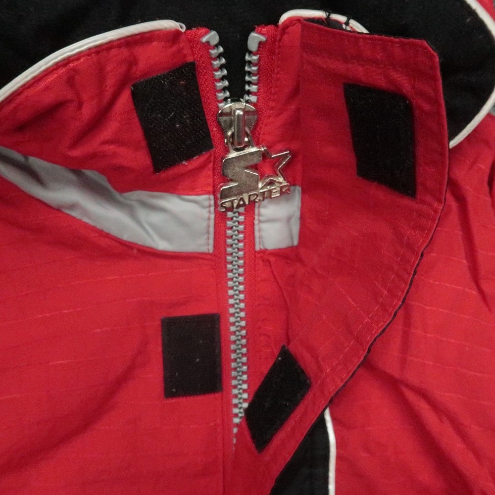 VINTAGE Ohio State Buckeyes Jacket Mens XL Red Starter 90s Pullover Anorak Lined - Picture 4 of 14